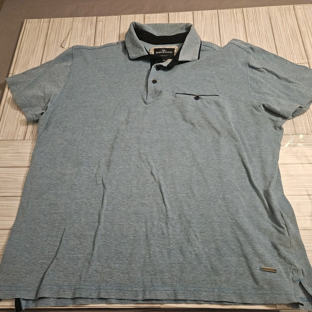Rodd & Gunn Shirt Mens 2XL Blue Sports Fit Cotton Polo Short‎ Sleeve Golf